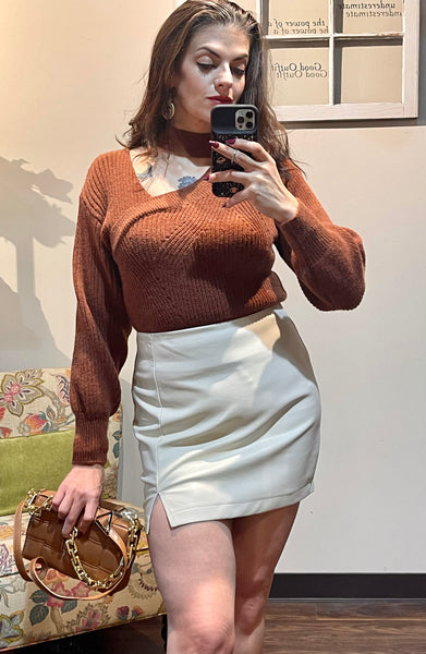 Mock Neck Cut-Out Sweater