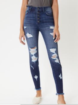 High-Rise Distressed Ankle Skinny Jeans